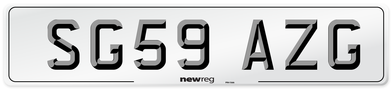 SG59 AZG Number Plate from New Reg